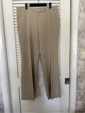Calvin Klein Neutral Wide Leg Dress Pants in Light Taupe